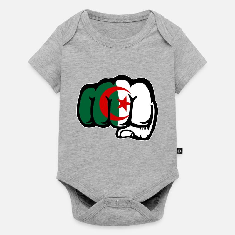Drapeau de l’Algérie Main Poing - Body à manches courtes Premium Bébé - gris chiné