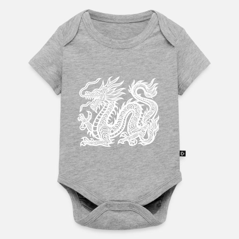 Dragon chinois blanc - Body à manches courtes Premium Bébé - gris chiné