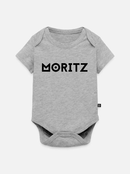 Vorname Moritz - Baby Premium Kurzarmbody - Grau meliert