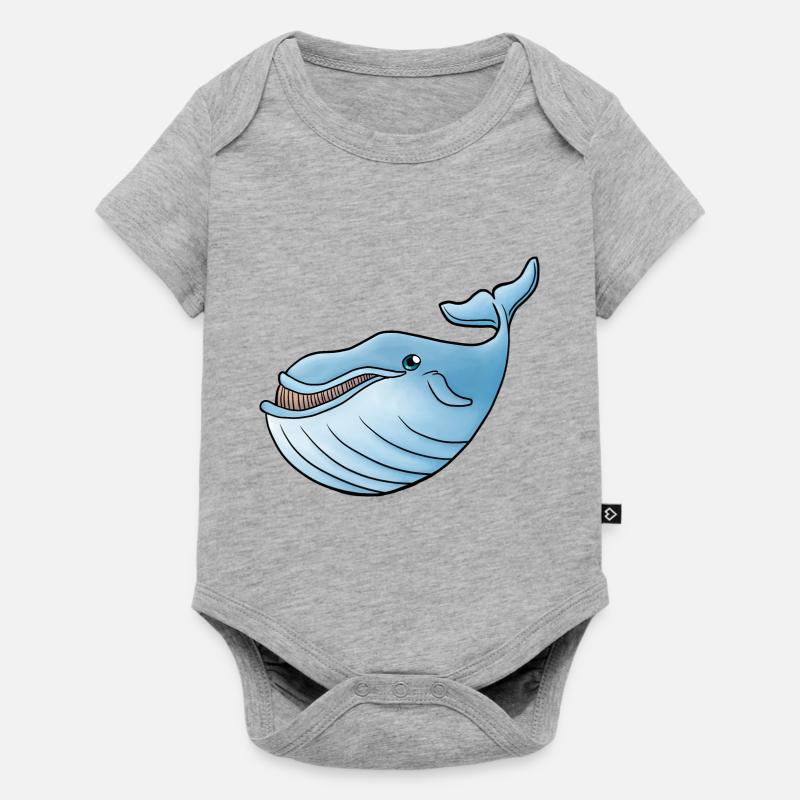 petite baleine bleue - Body à manches courtes Premium Bébé - gris chiné