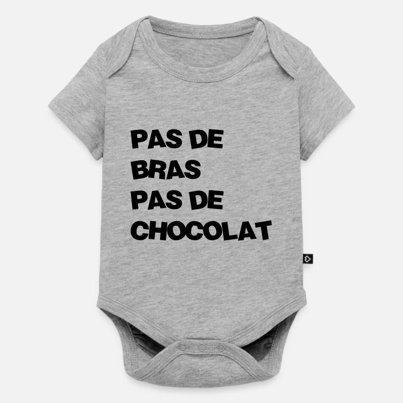 Pas de bras Pas de chocolat / Humour / Drôle / Fun - Body à manches courtes Premium Bébé - gris chiné