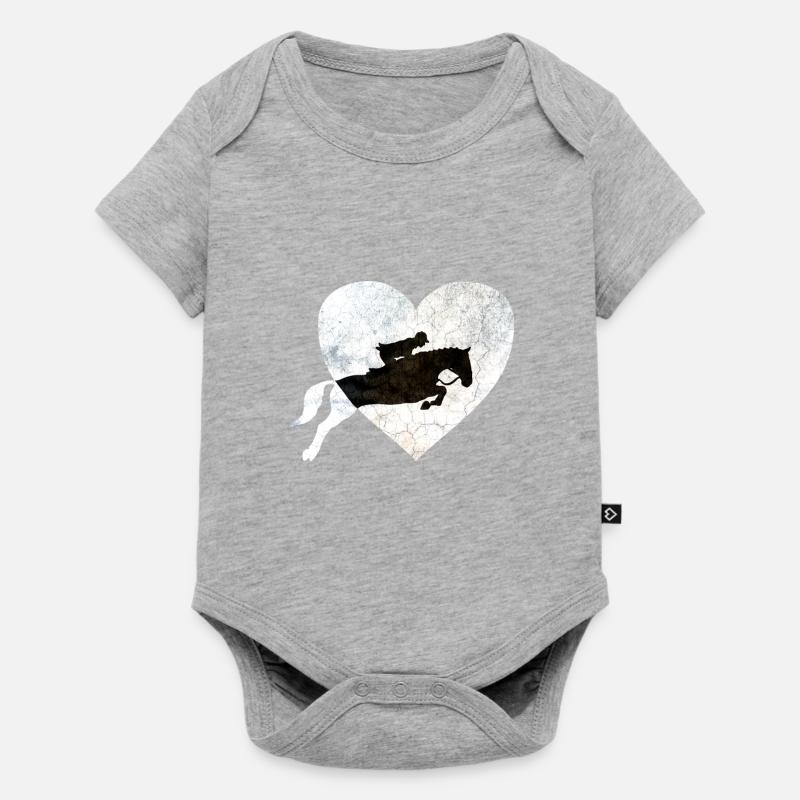 Springreiter auf Springpferd - Baby Premium Kurzarmbody - Grau meliert