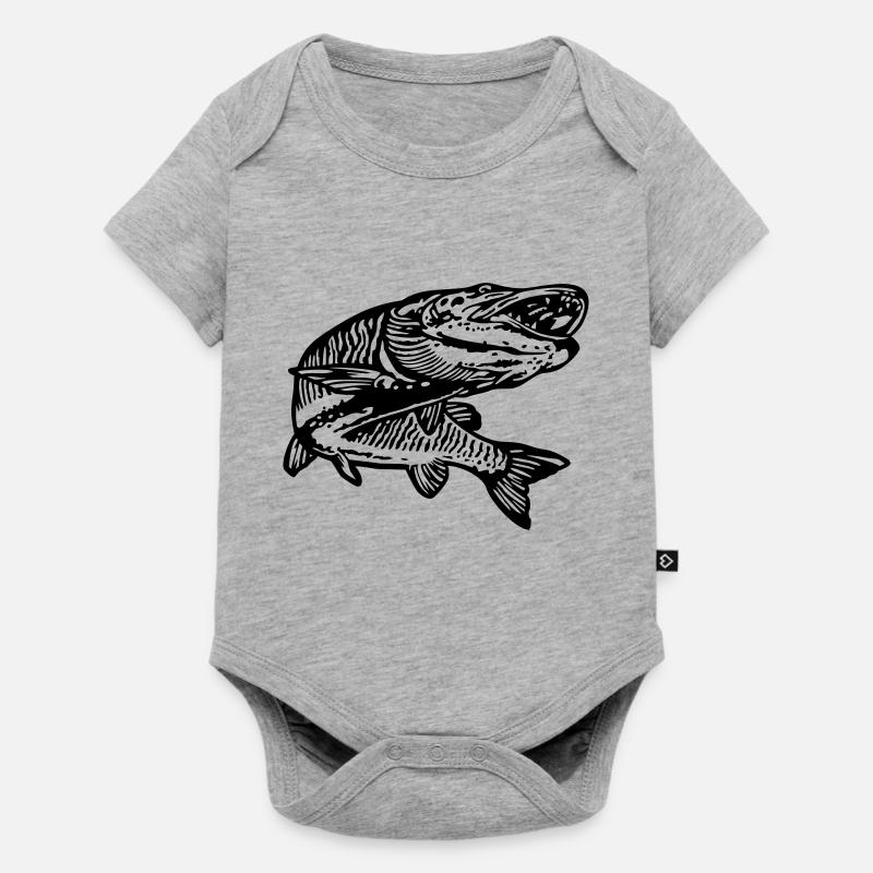 Hecht - Baby Premium Kurzarmbody - Grau meliert