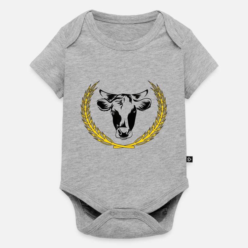 Vache avec épi de blé - Body à manches courtes Premium Bébé - gris chiné