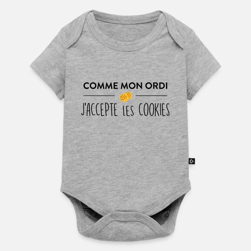 Comme mon ordi j'accepte les cookies - Body à manches courtes Premium Bébé - gris chiné