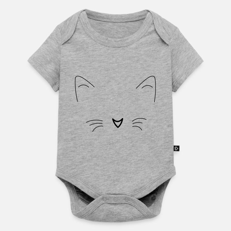 Visage de chat - Body à manches courtes Premium Bébé - gris chiné