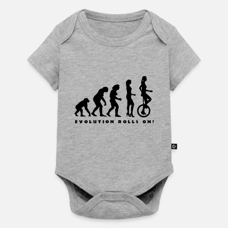 evolution_einradfahrerin_1c_b - Baby Premium Kurzarmbody - Grau meliert