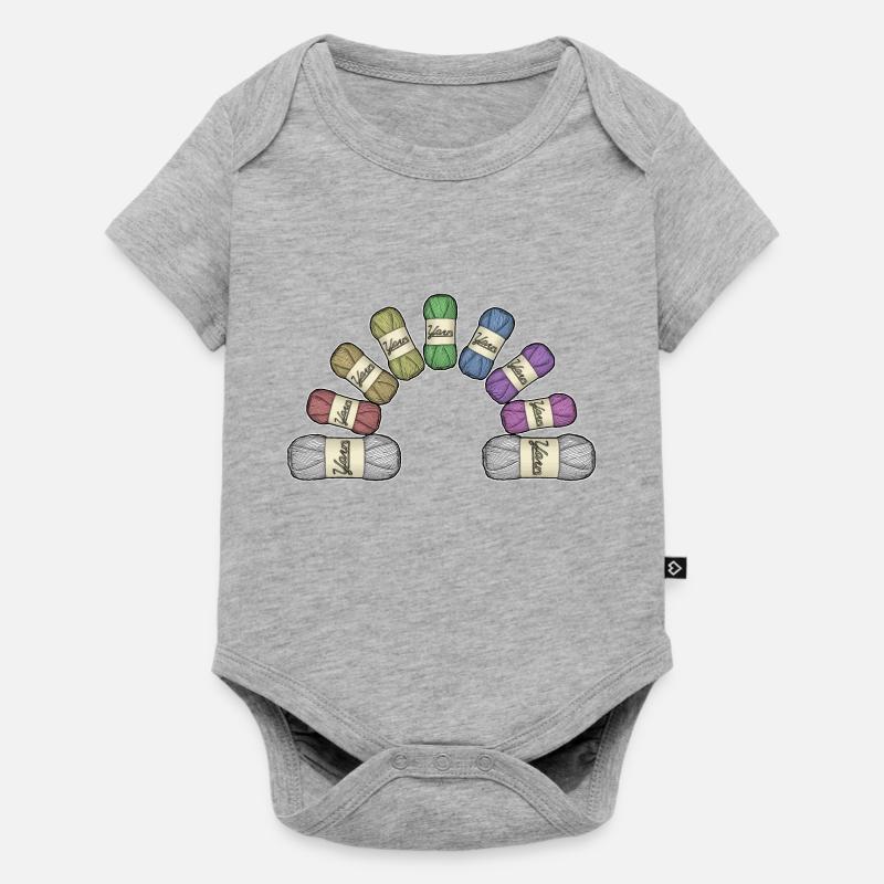 Regenbogen oder Garn - Baby Premium Kurzarmbody - Grau meliert