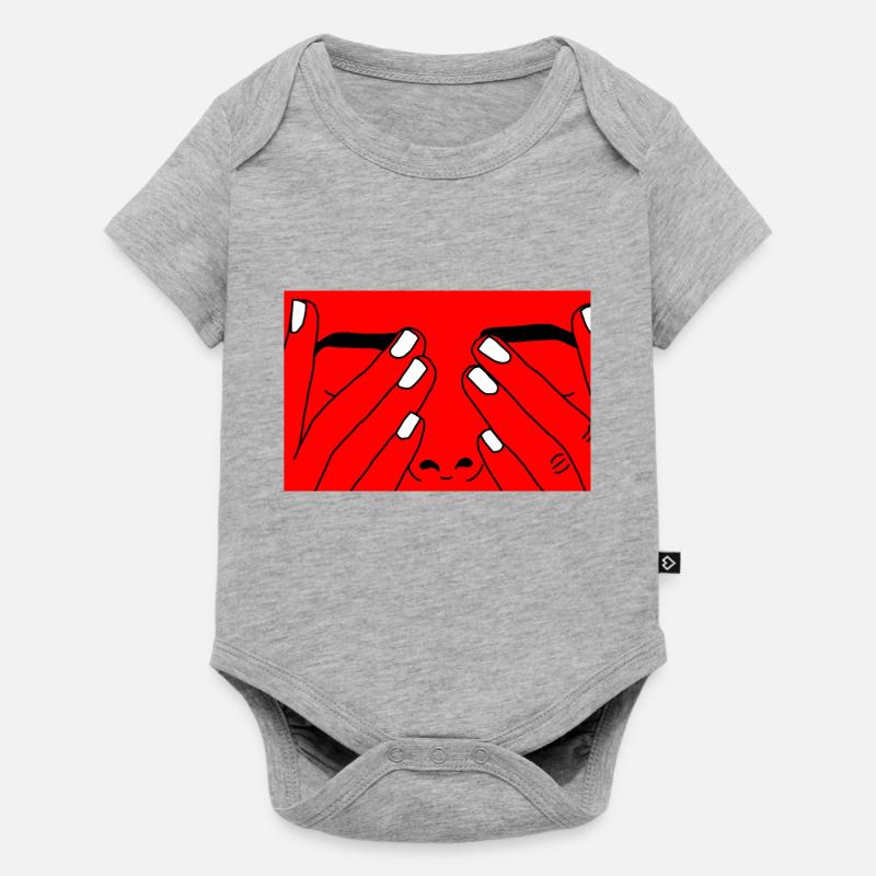 Face red white - Baby Premium Kurzarmbody - Grau meliert
