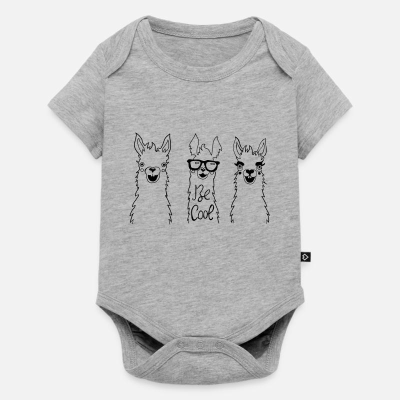 3 Lamas Be cool - Baby Premium Kurzarmbody - Grau meliert