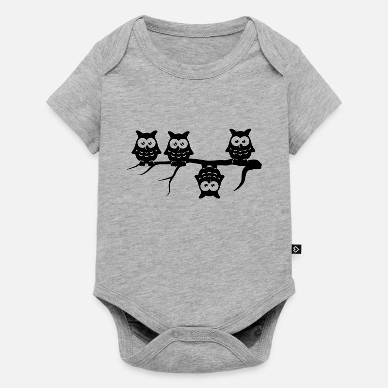 Be Different 4 Eulen Anderst verschieden - Baby Premium Kurzarmbody - Grau meliert