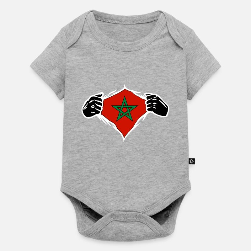 Drapeau du Maroc en force - Body à manches courtes Premium Bébé - gris chiné