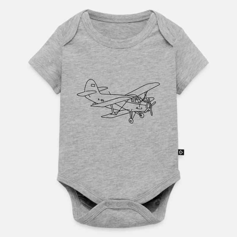 Biplan (avion) - Body à manches courtes Premium Bébé - gris chiné