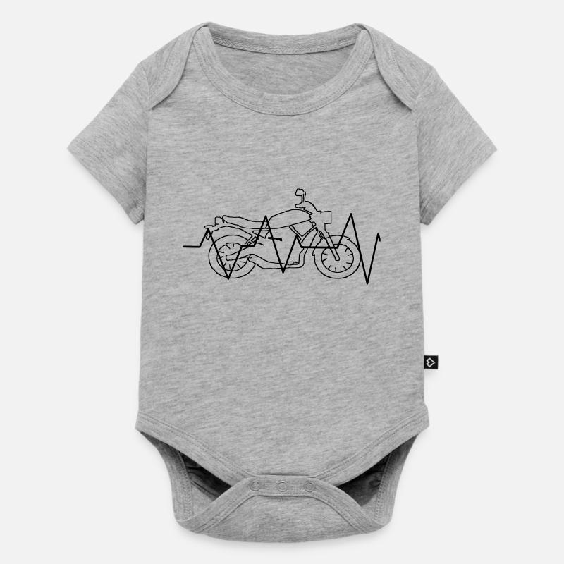 Motorrad Herzfrequenz Geschenk Geschenkidee - Baby Premium Kurzarmbody - Grau meliert