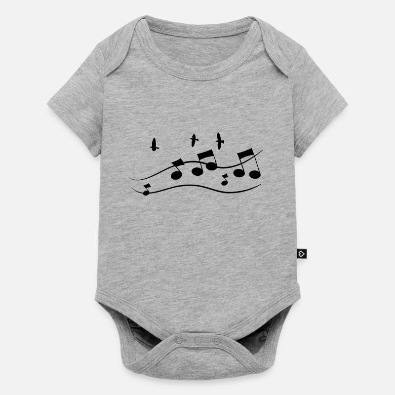 Musica, chiave, uccelli e note musicali. - Body Premium a maniche corte per neonati  - grigio melange