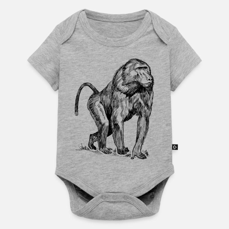 babouin Monkey - Body à manches courtes Premium Bébé - gris chiné