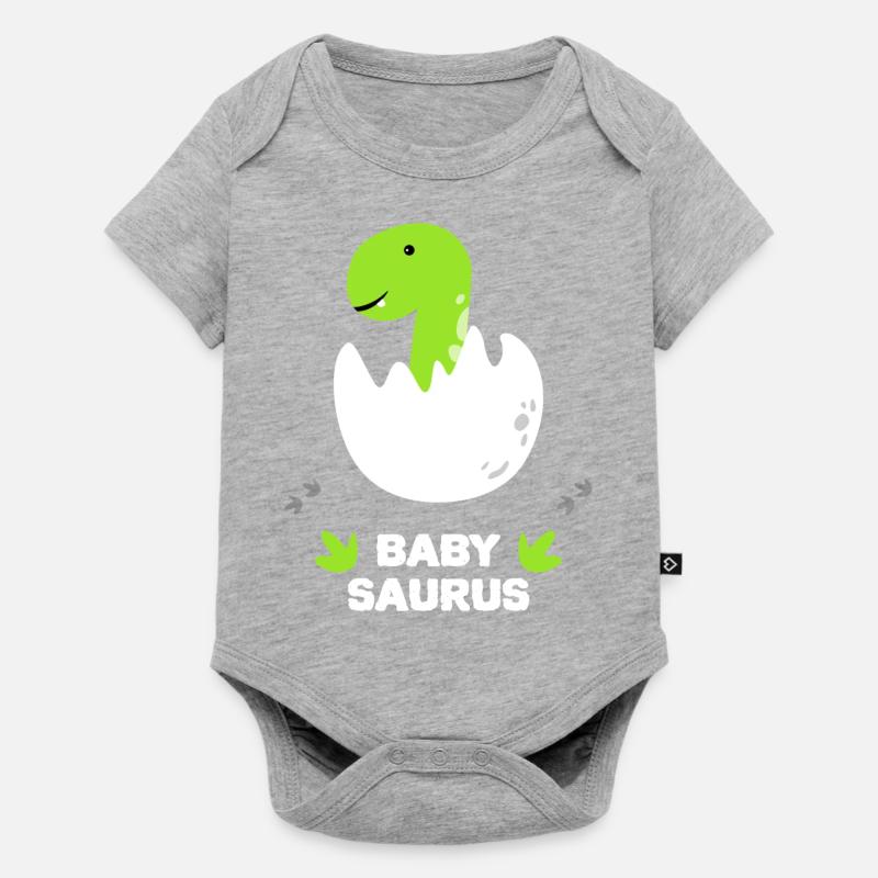 Baby Saurus - Baby Premium Kurzarmbody - Grau meliert