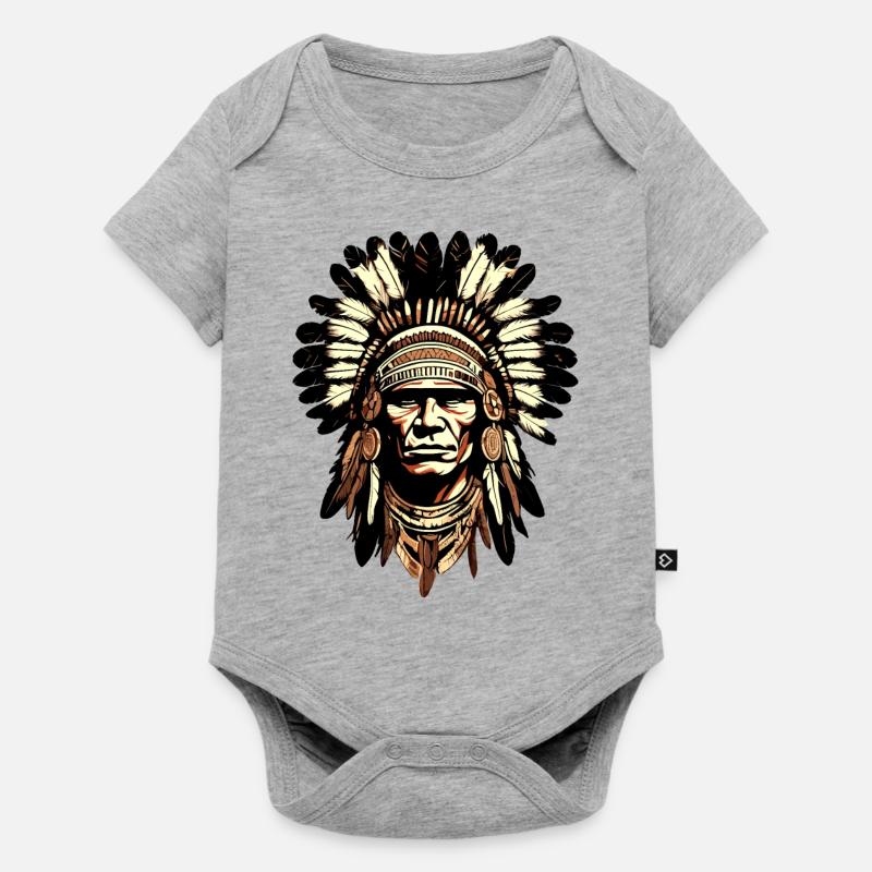 Actek Apache Indien - Body à manches courtes Premium Bébé - gris chiné