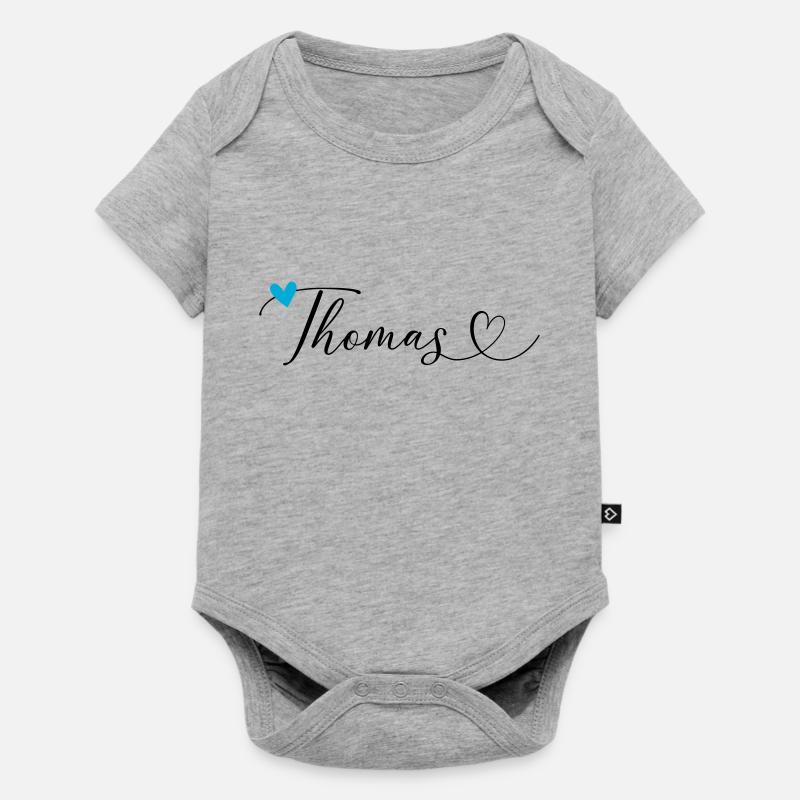 Thomas Cognome Nome Calligrafia Cuore - Body Premium a maniche corte per neonati  - grigio melange