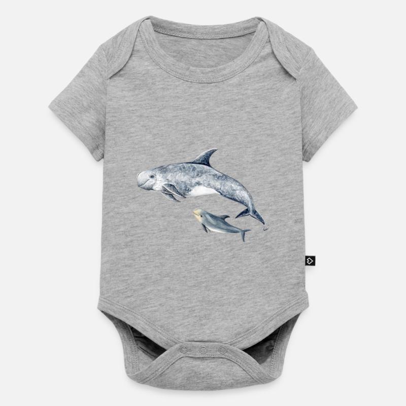Risso - Grampus Dolphin - Dauphin Risso - Body à manches courtes Premium Bébé - gris chiné
