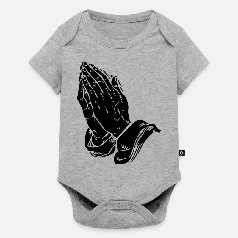mains en prière - Body à manches courtes Premium Bébé - gris chiné