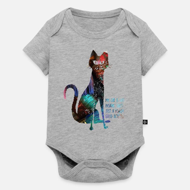 Mon chat est une bonne actrice - Body à manches courtes Premium Bébé - gris chiné