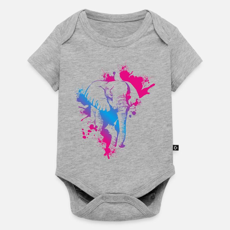 Éléphant - Body à manches courtes Premium Bébé - gris chiné