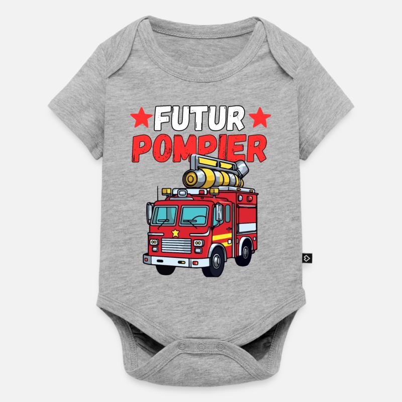Futur Pompier - Body à manches courtes Premium Bébé - gris chiné