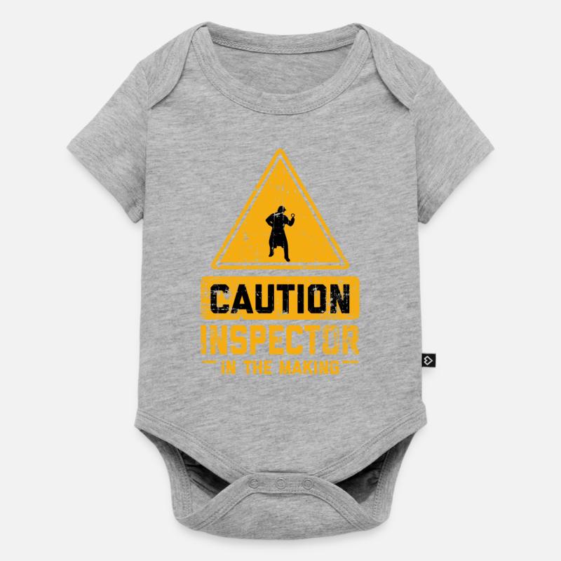 CAUTION Inspector In The Making - Baby Premium Kurzarmbody - Grau meliert