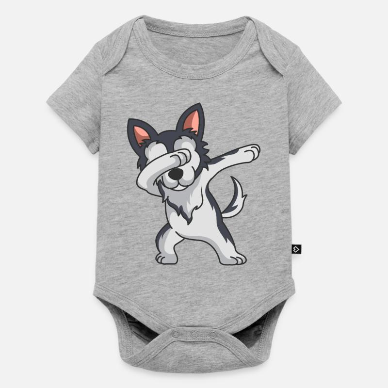 Dabbing Husky Dab Dancing Funny Dog Gift - Body à manches courtes Premium Bébé - gris chiné