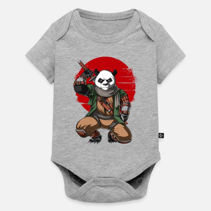 Panda Bear Ninja Samurai - Body à manches courtes Premium Bébé - gris chiné