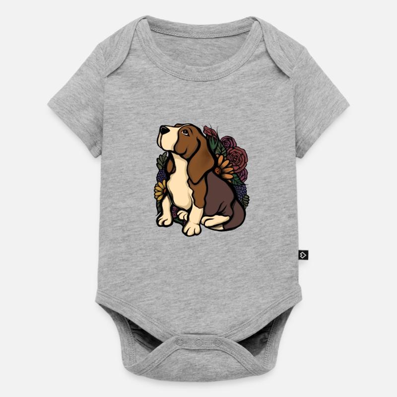 beagle floreale - Body Premium a maniche corte per neonati - grigio melange