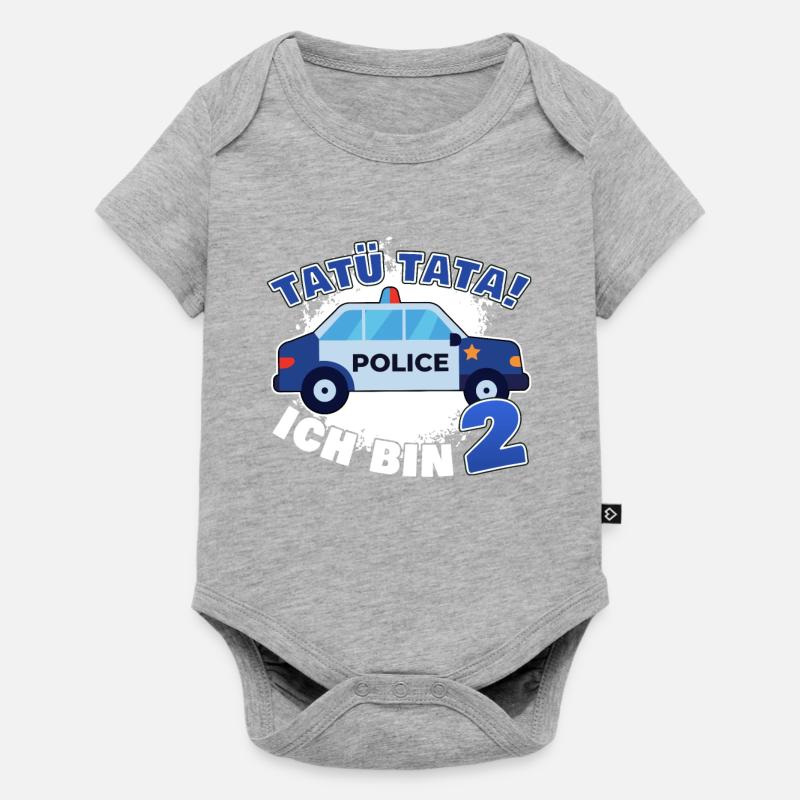 2. Geburtstag Polizeiauto Junge Polizist Polizei - Baby Premium Kurzarmbody - Grau meliert