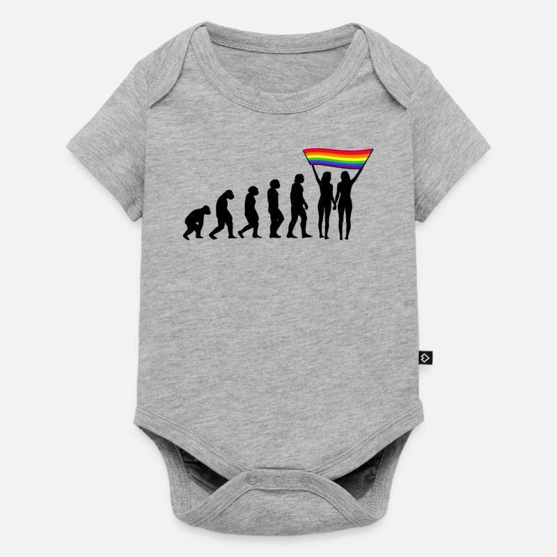 LGBTQ Evolution lesbienne pride lesbiennes drapeau - Body à manches courtes Premium Bébé - gris chiné