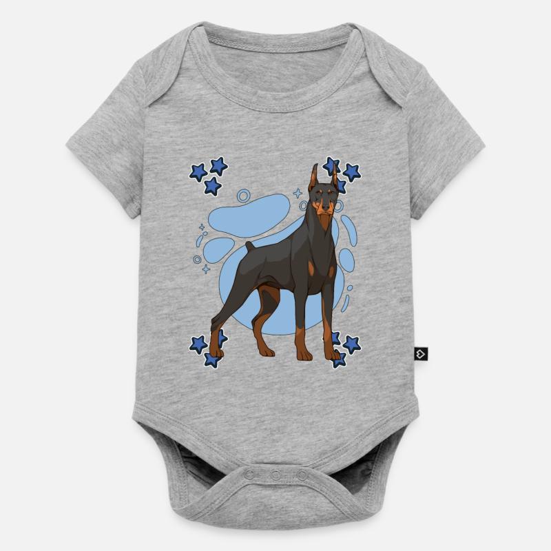 Dobermann Doberman Blue Design - Body à manches courtes Premium Bébé - gris chiné