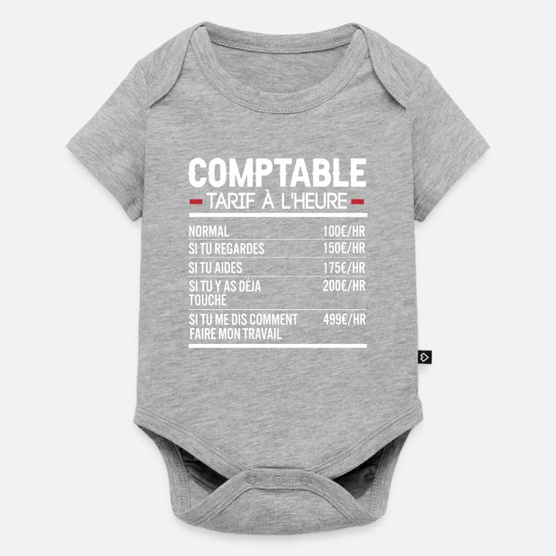Comptable Idée Cadeau Humour Comptabilité - Body à manches courtes Premium Bébé - gris chiné