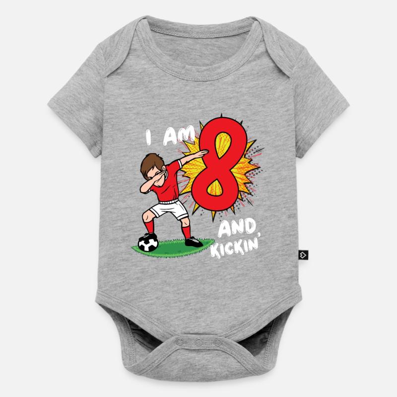 Ho 8 anni e calcio calcio 8 ° compleanno Calcio - Body Premium a maniche corte per neonati - grigio melange