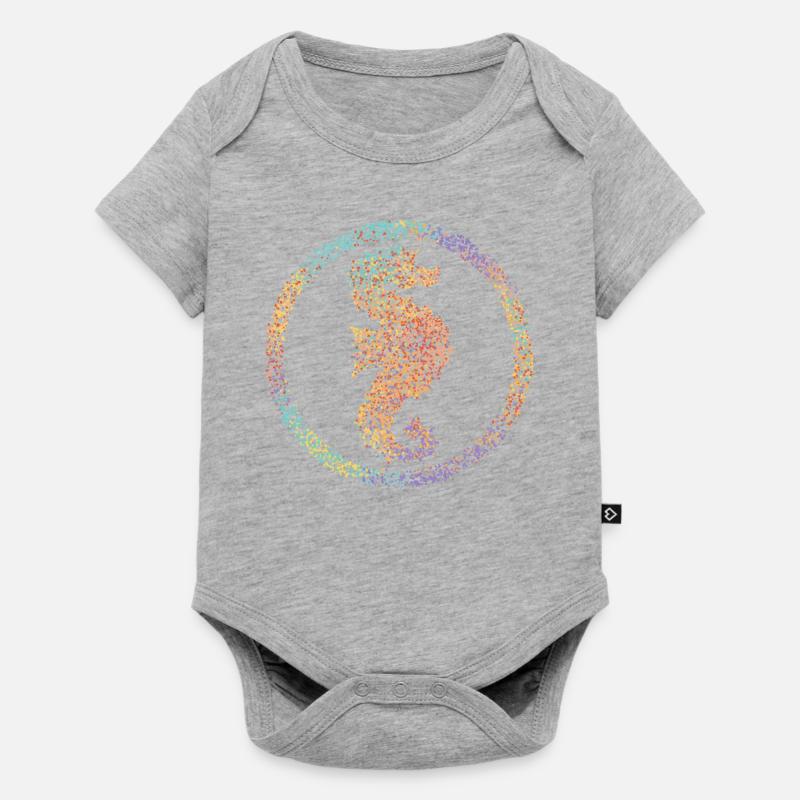 Seepferdchen Schwimmabzeichen Schwimmschule - Baby Premium Kurzarmbody - Grau meliert