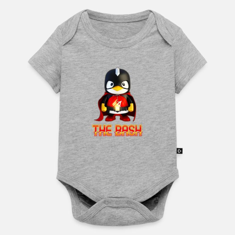 The Bash Penguin Superhero for Linux Coder and - Baby Premium Kurzarmbody - Grau meliert