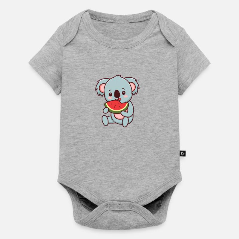 Kawaii Koala eats watermelon - Baby Premium short-sleeve bodysuit - heather grey