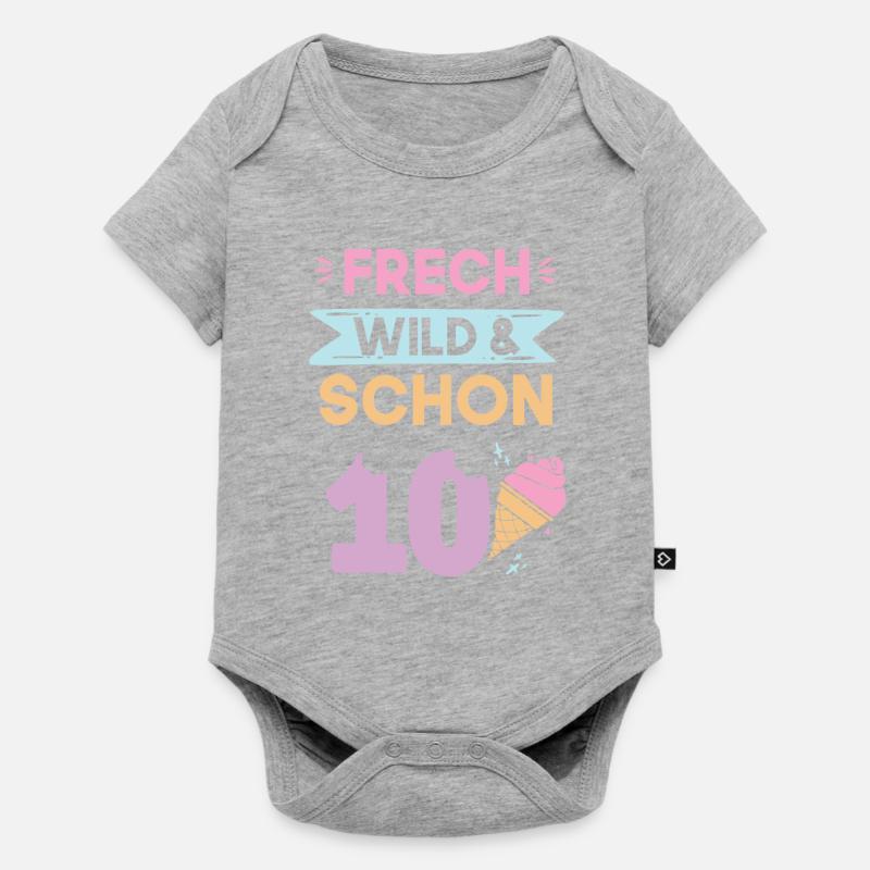 10 Jahre Geburtstag Junge Mädchen Eis essen - Baby Premium Kurzarmbody - Grau meliert