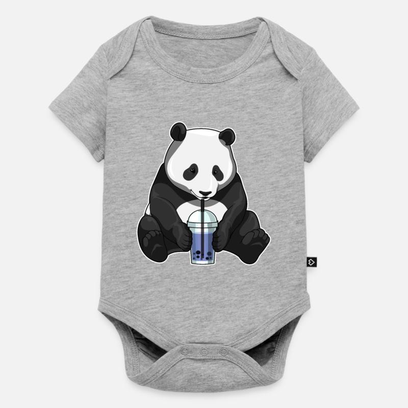 Panda Bubble Tea - Body à manches courtes Premium Bébé - gris chiné