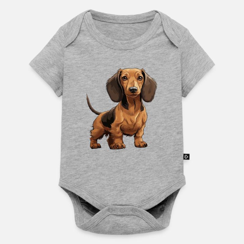 Teckel, teckel ou teckel chien mignon - Body à manches courtes Premium Bébé - gris chiné