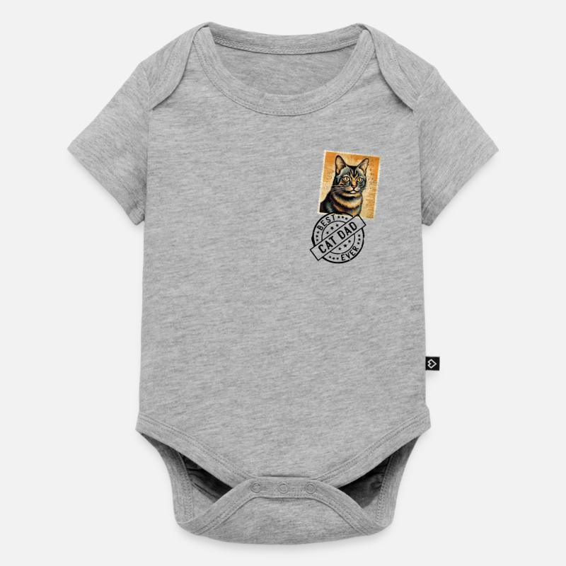 Chats, papa, chat, timbre de chat, papas de chat - Body à manches courtes Premium Bébé - gris chiné