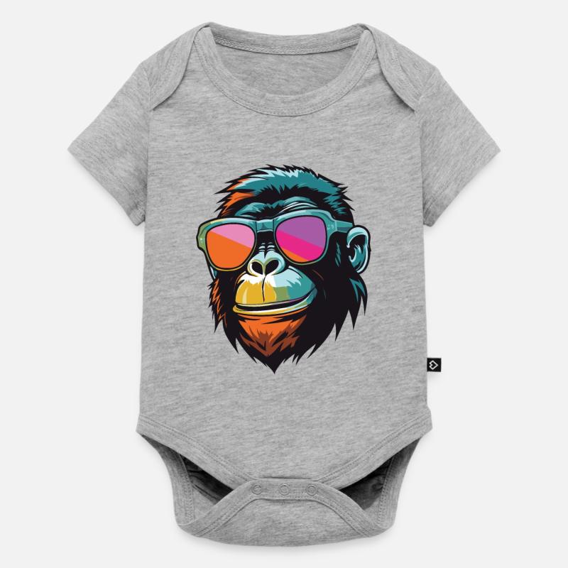 Monkey Head Cool Monkey - Baby Premium short-sleeve bodysuit - heather grey