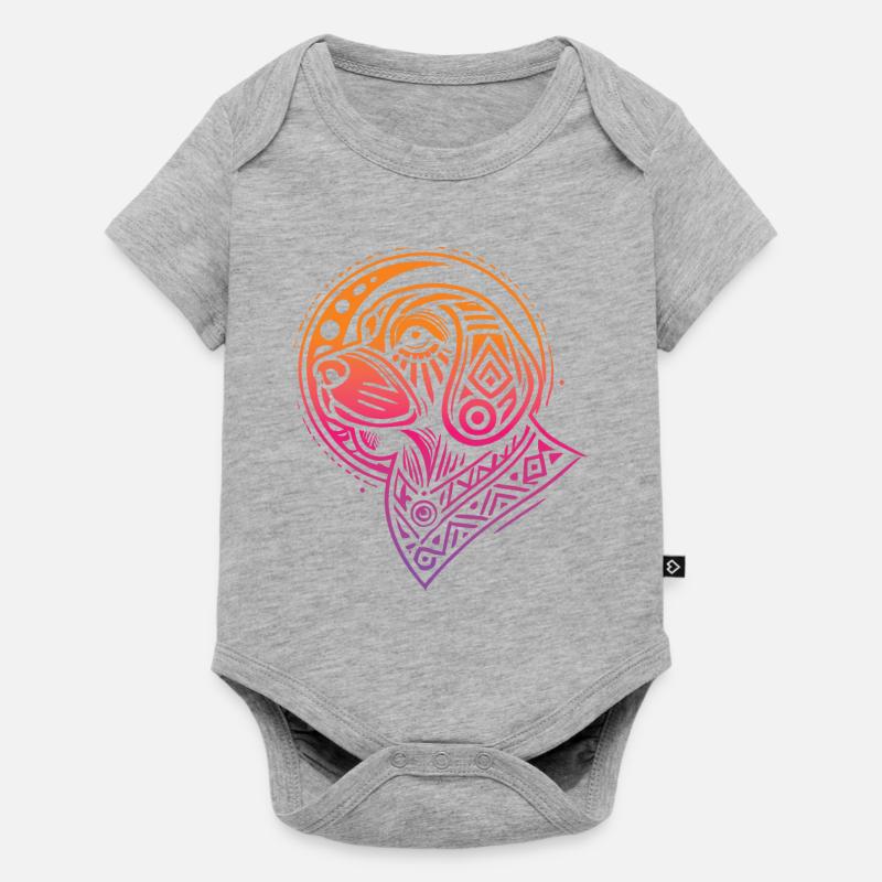 Beagle Tribal Moon Phases - Baby Premium short-sleeve bodysuit - heather grey