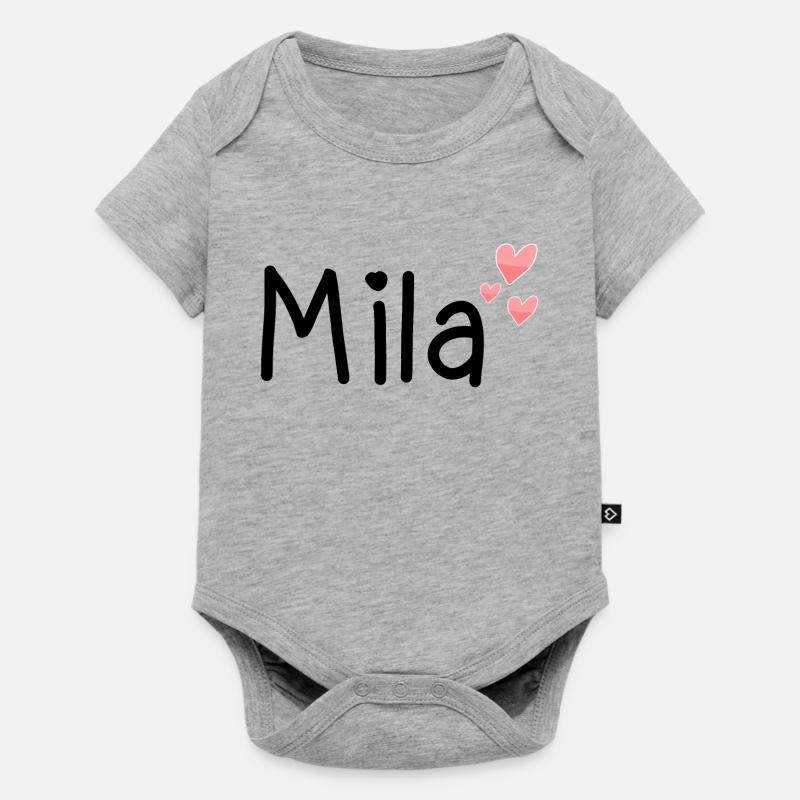 Nom - Mila - Body à manches courtes Premium Bébé - gris chiné