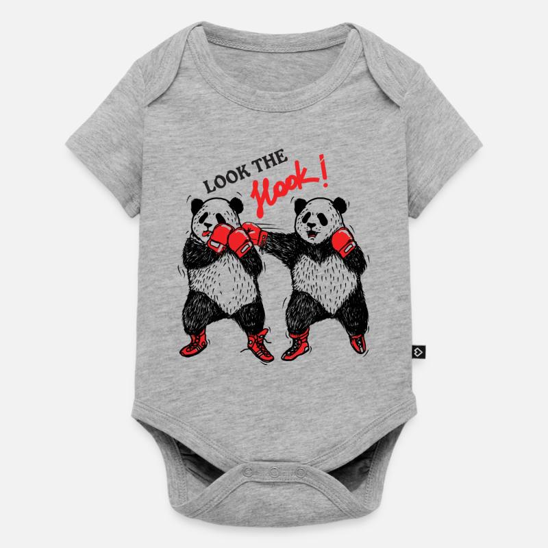 boxe panda Out main - Body à manches courtes Premium Bébé - gris chiné