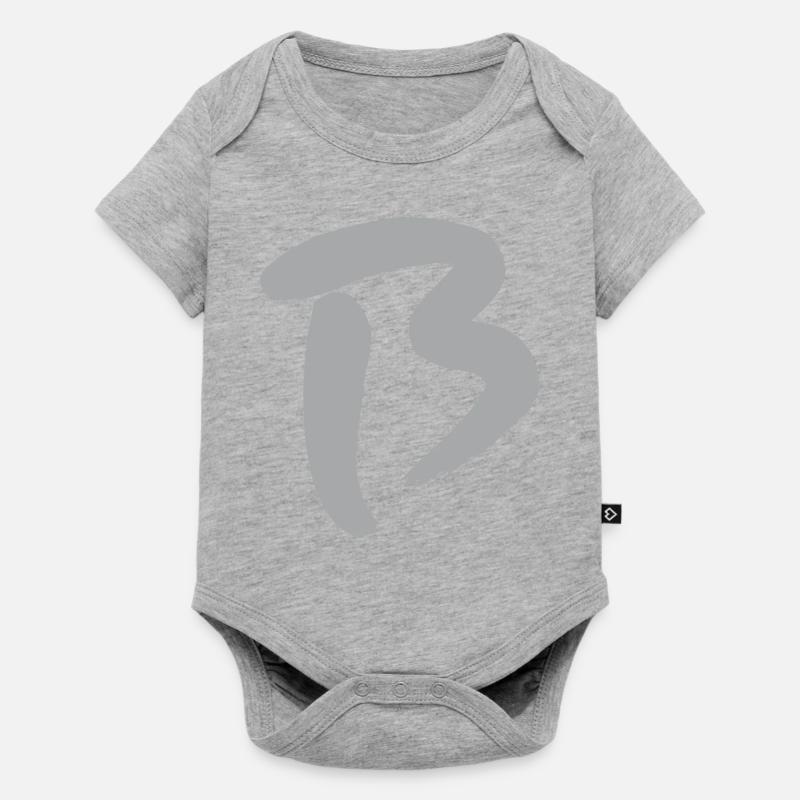 B - Lettre initiale - Body à manches courtes Premium Bébé - gris chiné