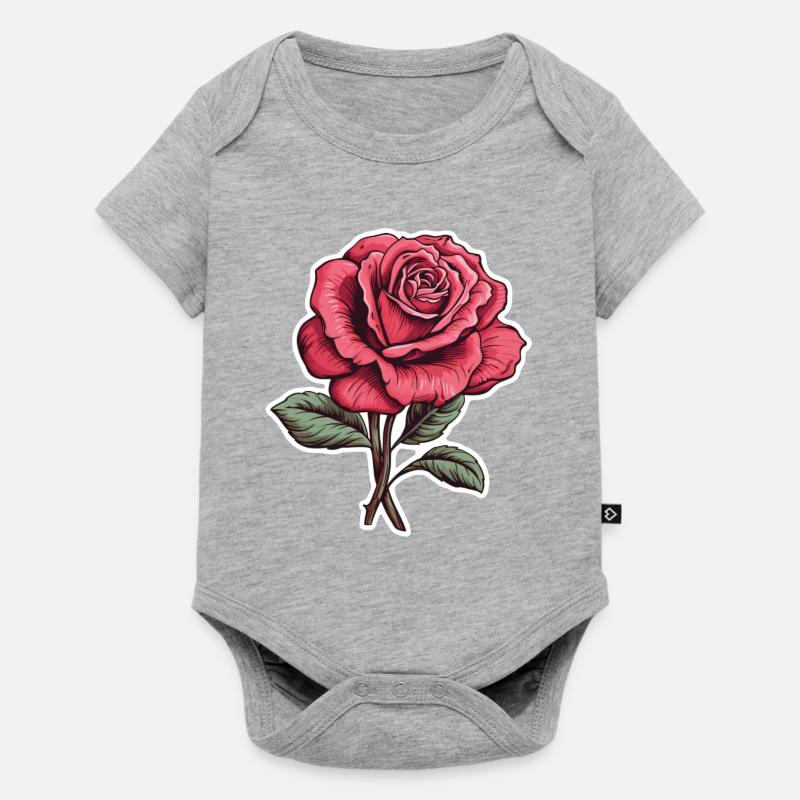 Rosa rosa - Body Premium a maniche corte per neonati - grigio melange